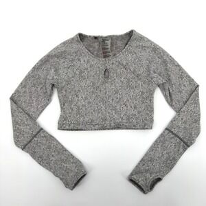 Gymshark Dry Fit‎ Cropped Long Sleeve Thumbhole Top Heather Grey Women's S